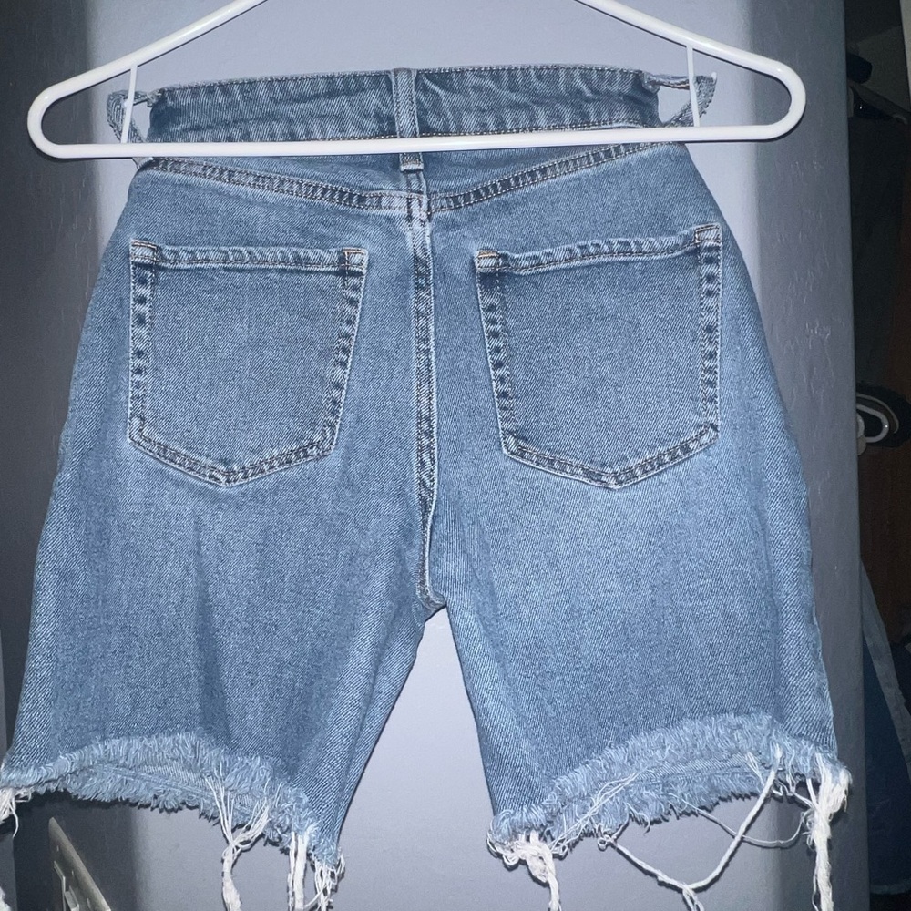 Denim Frayed Hem Women Shorts